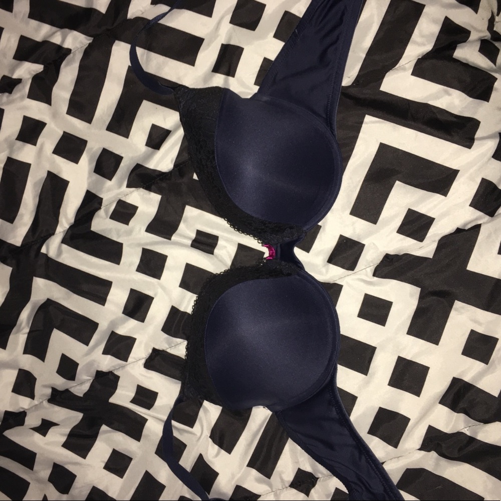 Blue & Black Lace Bra